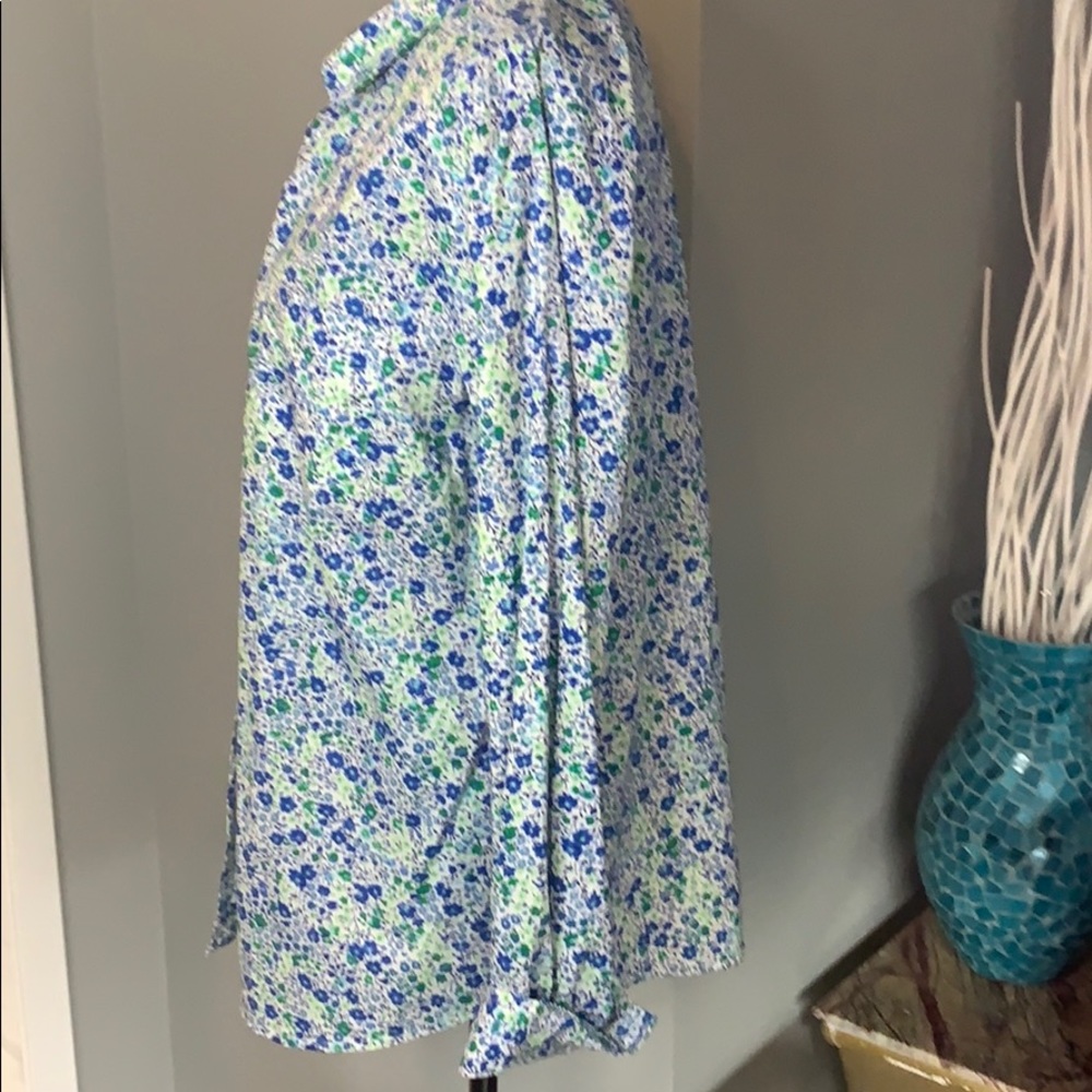 Old Navy Blue & Green Floral Button Down - Picture 3 of 6
